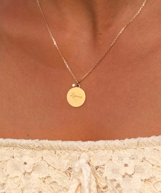 Holbox - Médaille or 18 carats diamant charm | Médalhia