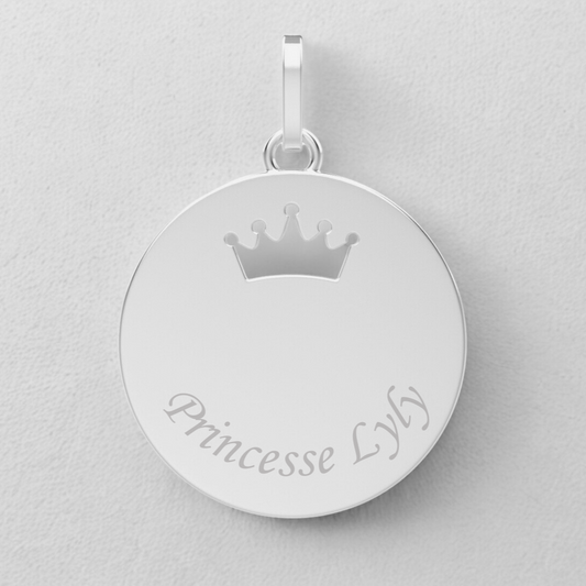 Mérida - Médaille couronne en or 18 carats gravée | Médalhia