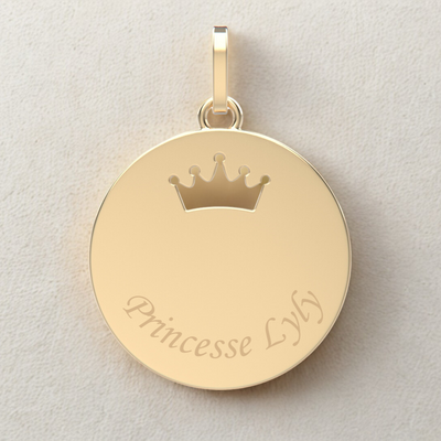 Mérida - Médaille couronne en or 18 carats gravée | Médalhia